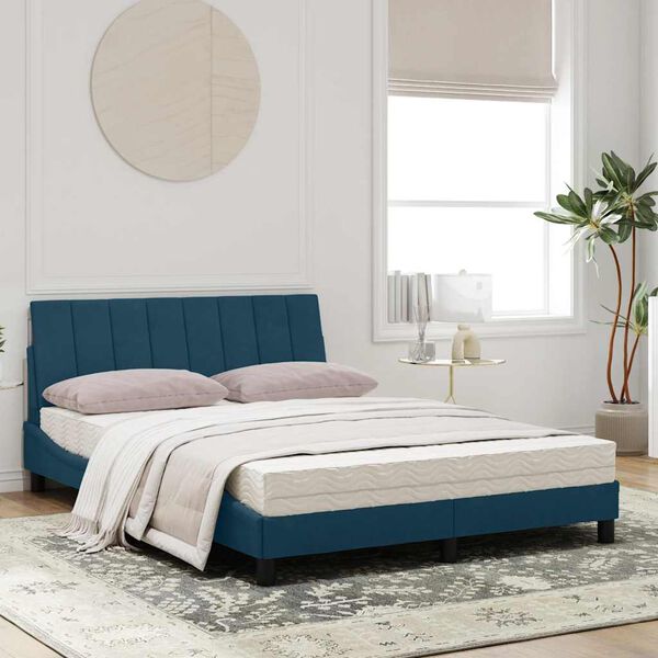 vidaXL Lit avec matelas Hanko bleu 120x200 cm velours