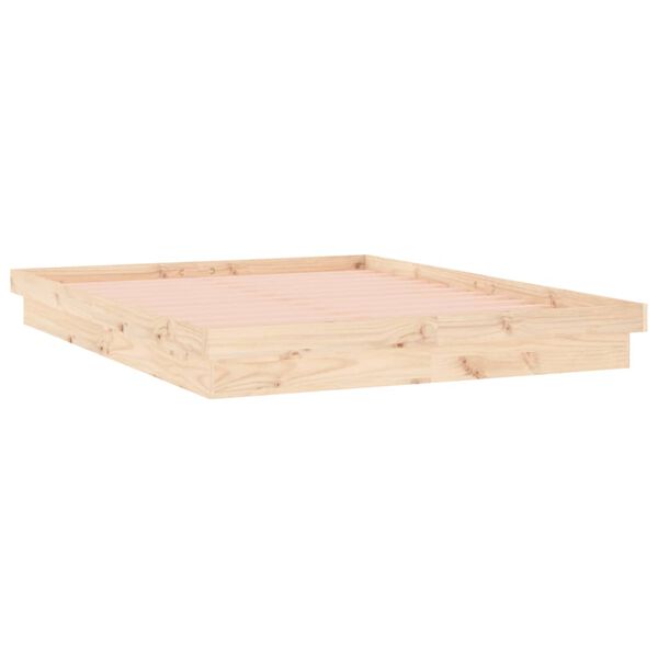 vidaXL Cadre de lit à LED sans matelas 140x200 cm bois massif