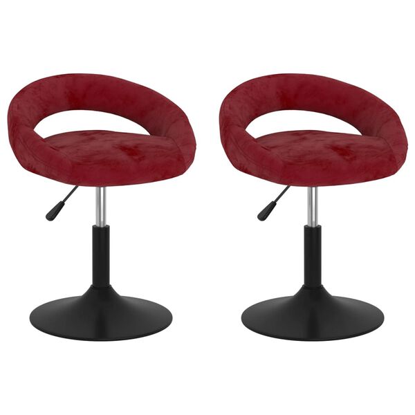 vidaXL Chaises pivotantes &agrave; manger lot de 2 Rouge bordeaux Velours