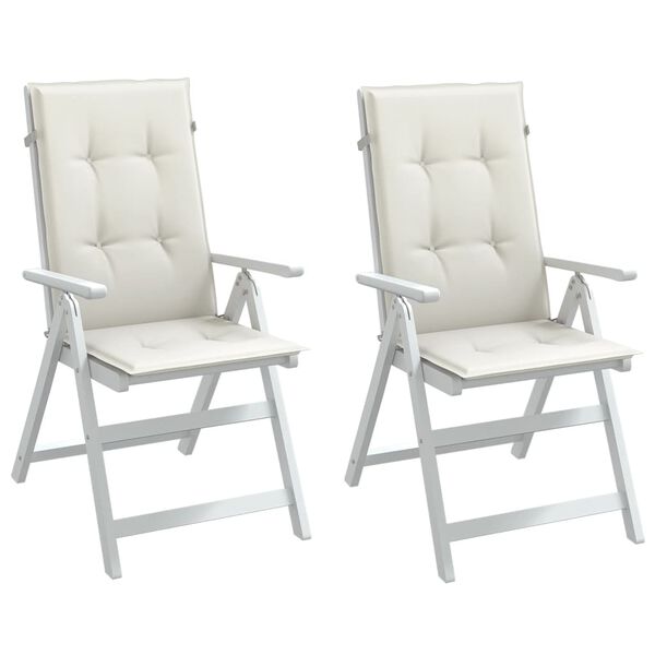 vidaXL Coussins de chaise à dossier haut lot de 2 crème mélangé tissu