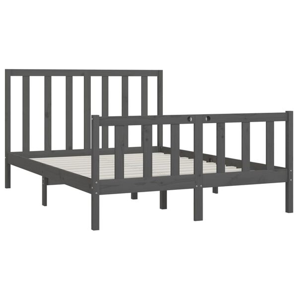 vidaXL Cadre de lit sans matelas gris 150x200 cm bois massif