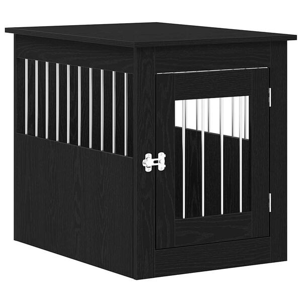 vidaXL Meuble pour cage &agrave; chien en ch&ecirc;ne noir 55 x 75 x 65 cm en bois d'ing&eacute;nierie