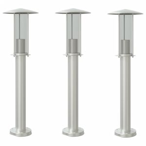vidaXL Lampadaires d'ext&eacute;rieur 3 pcs argent&eacute; 60 cm acier inoxydable