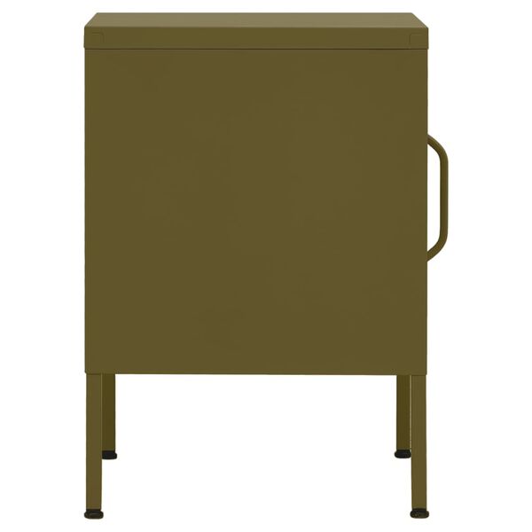 vidaXL Tables de chevet 2 pcs Vert olive 35x35x51 cm Acier