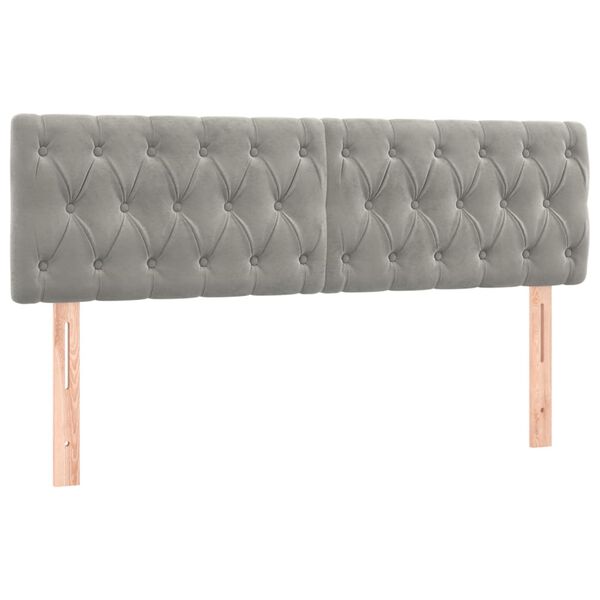 vidaXL T&ecirc;tes de lit Gris clair 160x7x78/88 cm Velours
