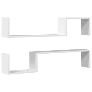 vidaXL &Eacute;tag&egrave;res murales 2 pcs blanc brillant bois d'ing&eacute;nierie