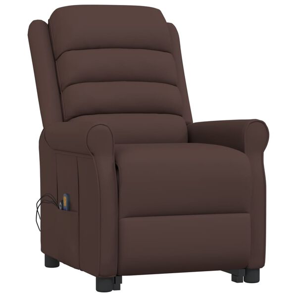 vidaXL Fauteuil de massage Marron Similicuir