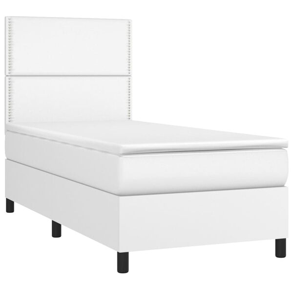 vidaXL Sommier &agrave; lattes de lit avec matelas et LED Blanc 100x200 cm