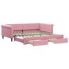 vidaXL Lit de jour avec gigogne et tiroirs rose 100x200 cm velours