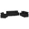 vidaXL Ensemble de canap&eacute;s 3 pcs oreillers et coussins Noir Similicuir