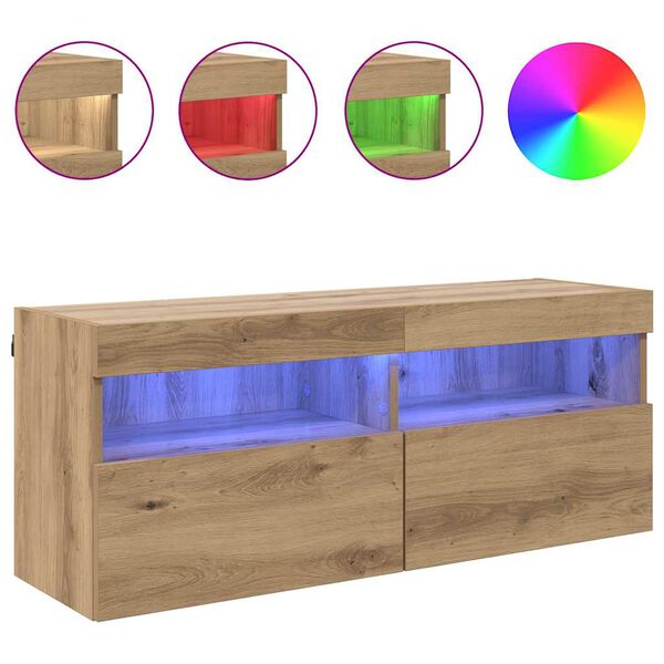 vidaXL Meuble TV mural Montage mural Ch&ecirc;ne artisanal 100 x 30 x 40 cm