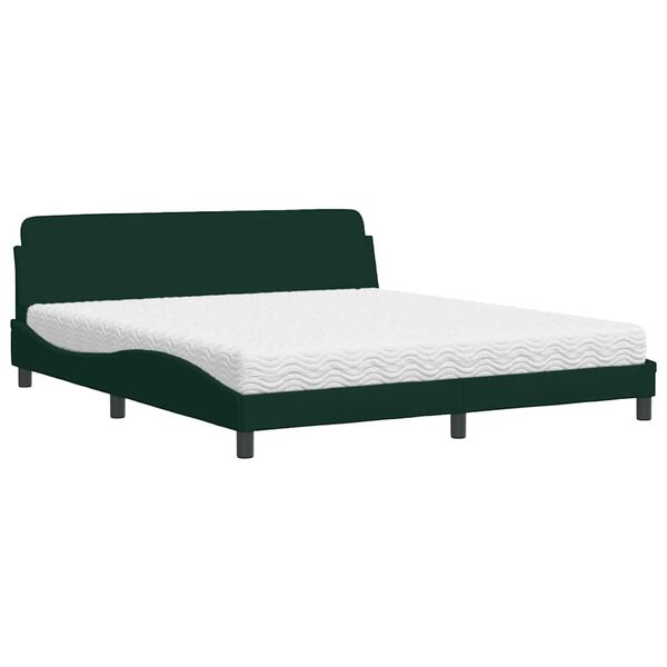vidaXL Lit avec matelas Dover vert fonc&eacute; 180x200 cm velours