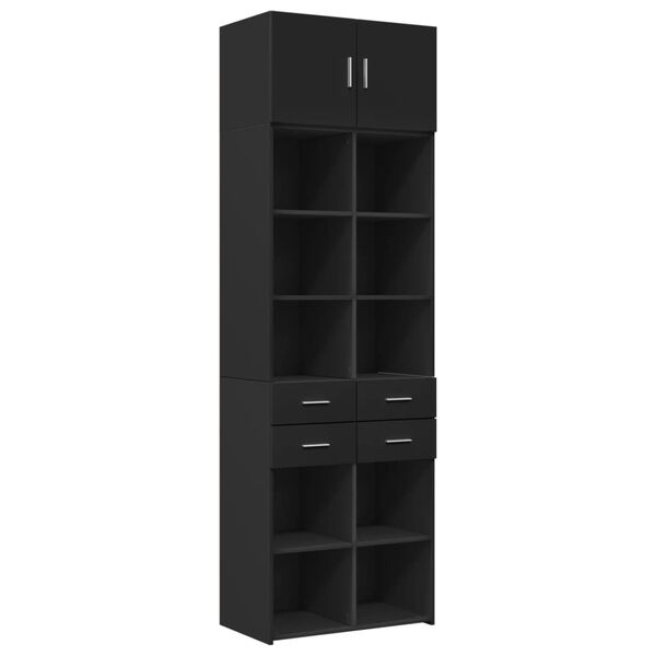 vidaXL Armoire de rangement noir 70x42,5x225 cm bois d'ing&eacute;nierie