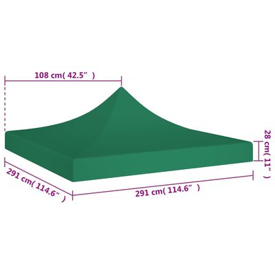 vidaXL Toit de tente de réception 3x3 m Vert 270 g/m²