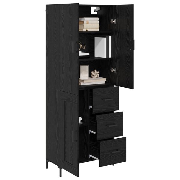 vidaXL Haut Armoire Ch&ecirc;ne noir 69,5 x 34 x 180 cm Bois d'ing&eacute;nierie