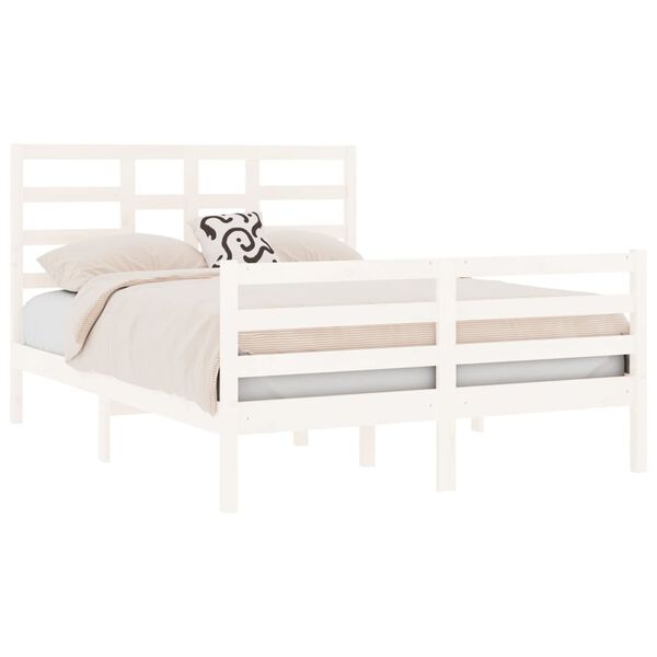 vidaXL Cadre de lit sans matelas blanc bois massif 120x190 cm
