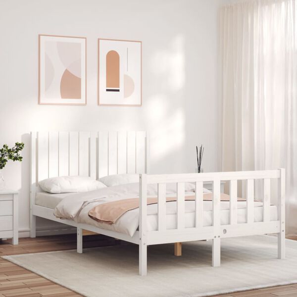 vidaXL Cadre de lit sans matelas blanc bois de pin massif