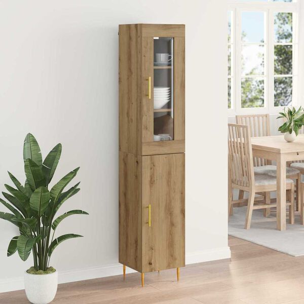 vidaXL Haut Armoire 2 pcs Chêne artisanal Verre
