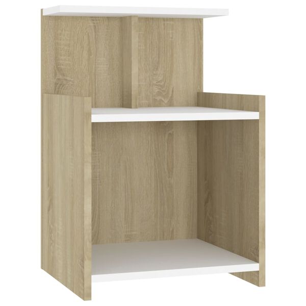 vidaXL Table de chevet Blanc ch&ecirc;ne sonoma 40x35x60cm bois d'ing&eacute;nierie