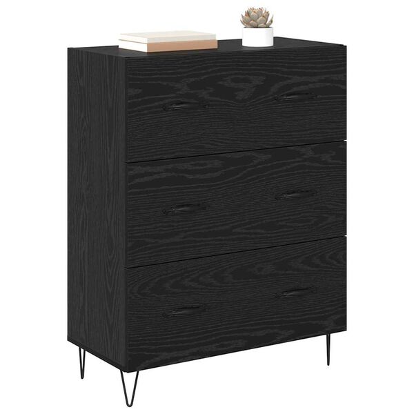 vidaXL Buffet Ch&ecirc;ne noir 69,5 x 34 x 90 cm Bois d'ing&eacute;nierie et fer