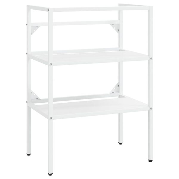 vidaXL Cadre de lavabo de salle de bain vasque à encastrer Blanc Fer