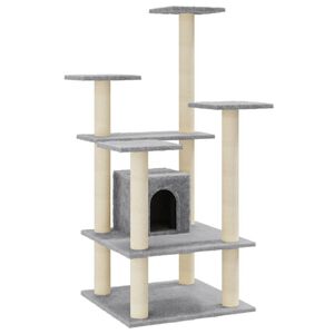 vidaXL Arbre &agrave; chat avec griffoirs en sisal Gris clair 110 cm