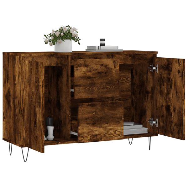vidaXL Buffet chêne fumé 101,5x35x70 cm bois d'ingénierie