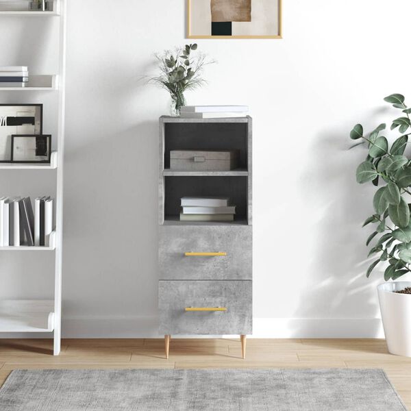 vidaXL Buffet Gris b&eacute;ton 34,5x34x90 cm Bois d'ing&eacute;nierie
