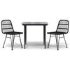 vidaXL Ensemble &agrave; manger de jardin 3 pcs Noir R&eacute;sine tress&eacute;e