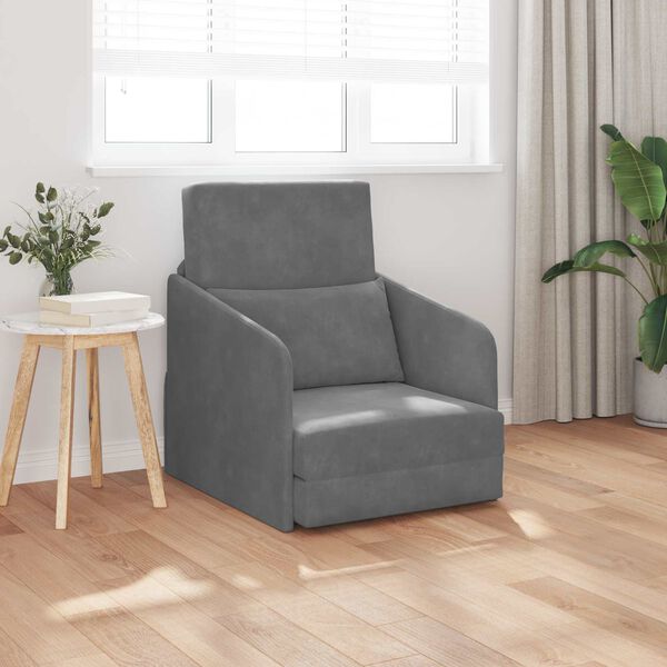 vidaXL Canap&eacute;-Lit Gris fonc&eacute; 65 x 80 x 83 cm Velours