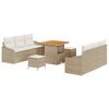 vidaXL Ensemble de canap&eacute; de jardin 9 pcs Beige Poly rotin