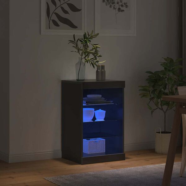 vidaXL Buffet avec lumi&egrave;res LED noir 41x37x67 cm