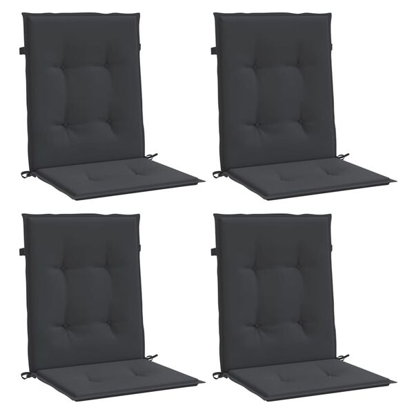 vidaXL Coussins de chaise de jardin &agrave; dossier bas lot de 4 noir