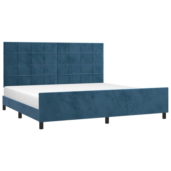 vidaXL Cadre de lit sans matelas bleu fonc&eacute; 200x200 cm velours