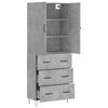 vidaXL Buffet haut Gris béton 69,5x34x180 cm Bois d'ingénierie