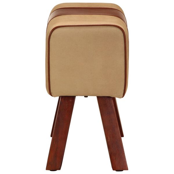 vidaXL Banc saut de cheval 58 cm marron cuir v&eacute;ritable et manguier