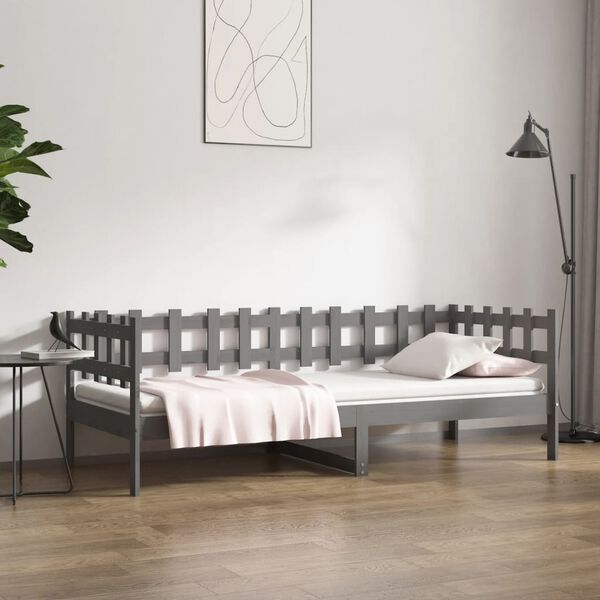 vidaXL Lit de jour sans matelas gris 90x200 cm bois de pin massif