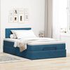 vidaXL Lit ottoman avec matelas et LED bleu fonc&eacute; 90x200cm velours