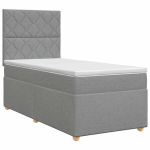 vidaXL Lit boxspring avec matelas Gris clair 90 x 190 cm Tissu