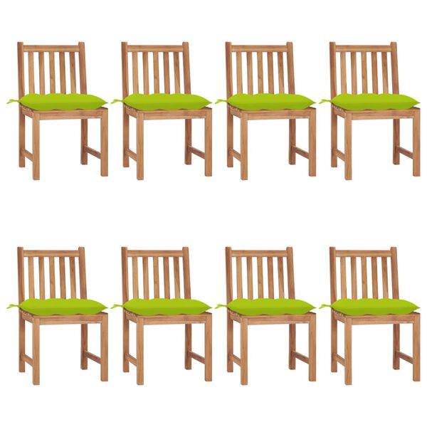 vidaXL Chaises de jardin lot de 8 avec coussins Bois de teck massif