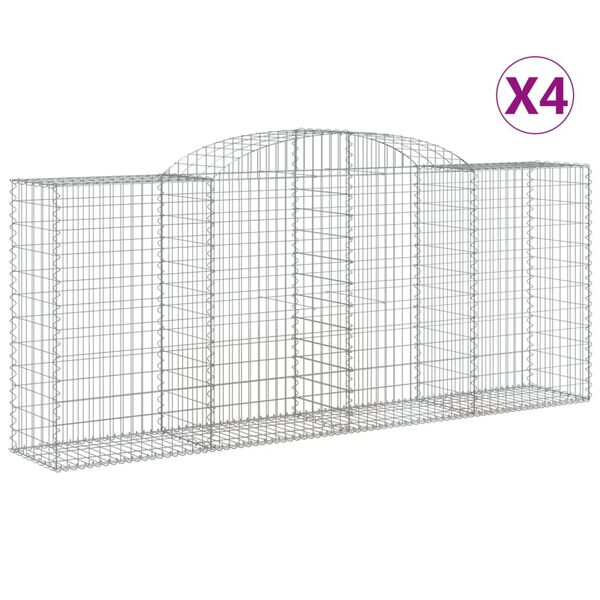vidaXL Paniers à gabions arqués 4 pcs 300x50x120/140 cm fer galvanisé