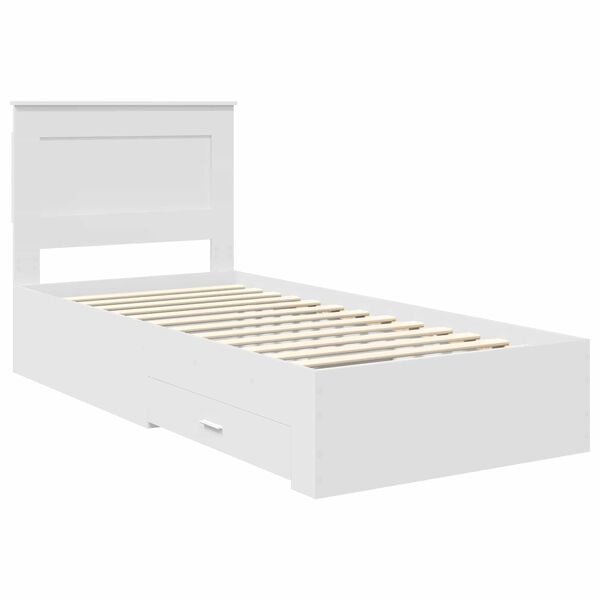 vidaXL Cadre de lit Blanc et Argent 75 x 190 cm Bois d'ing&eacute;nierie