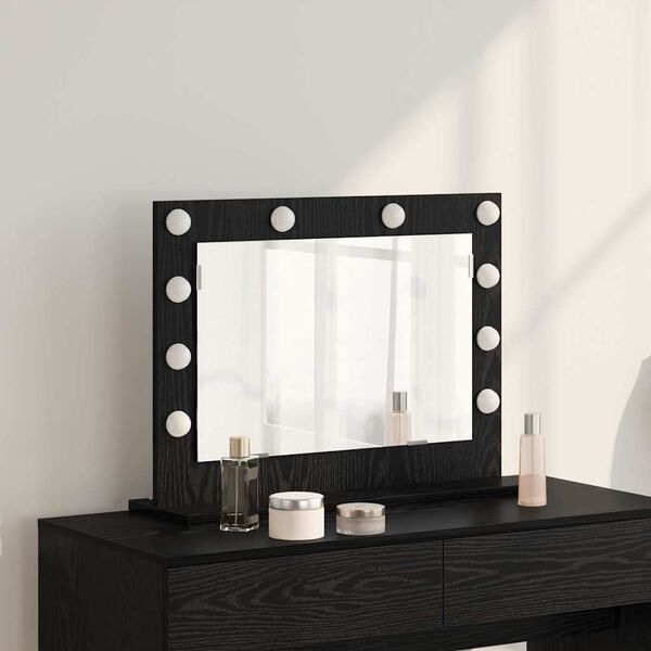 vidaXL Miroir de vanité avec miroir Chêne noir 60 x 45 x 18 cm