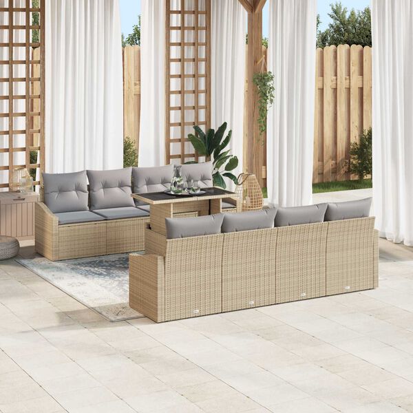 vidaXL Ensemble de canap&eacute; de jardin 7 pcs Beige et Gris clair
