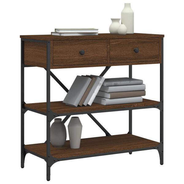 vidaXL Table console ch&ecirc;ne marron 75x34,5x75 cm bois d'ing&eacute;nierie