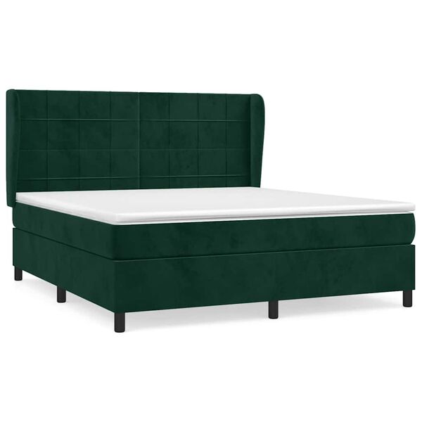 vidaXL Sommier &agrave; lattes de lit et matelas Vert fonc&eacute; 160x200cm Velours