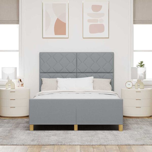 vidaXL Cadre de lit avec t&ecirc;te de lit Gris clair 160 x 200 cm tissu