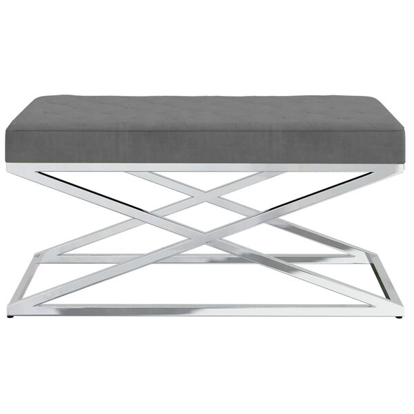 vidaXL Banc Gris fonc&eacute; Velours et acier inoxydable
