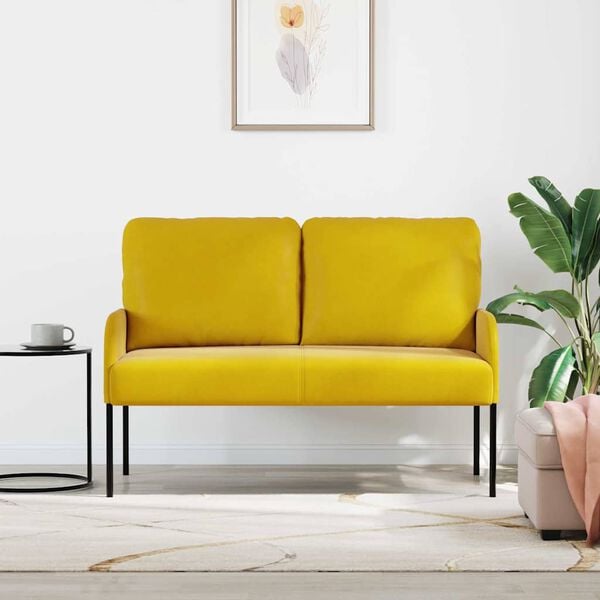 vidaXL Canap&eacute;s avec coussin 110cm Jaune Contreplaqu&eacute;