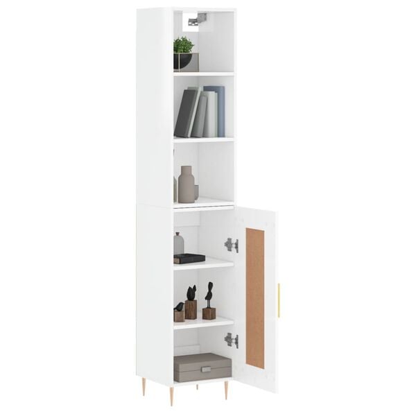 vidaXL Buffet haut Blanc brillant 34,5x34x180 cm Bois d'ing&eacute;nierie